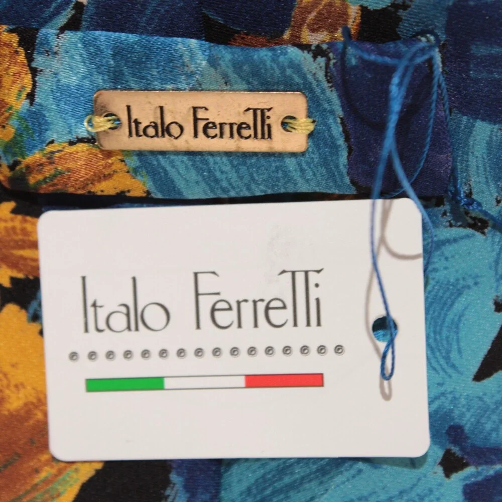Italo Ferretti NWT Neck Tie in Blue / Multicolor Abstract Print 100% Silk